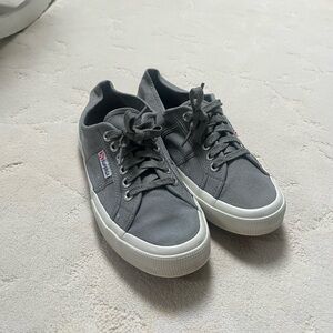 Gray superga sneakers